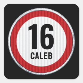 16th Birthday Speed Limit  Quadratischer Aufkleber
