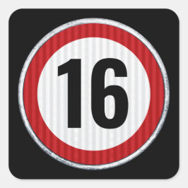 16th Birthday Speed Limit  Quadratischer Aufkleber
