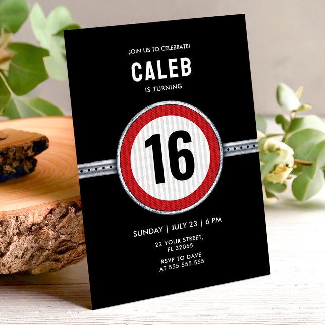 16th Birthday Speed Limit Sign - ANY AGE Einladung (Von Creator hochgeladen)