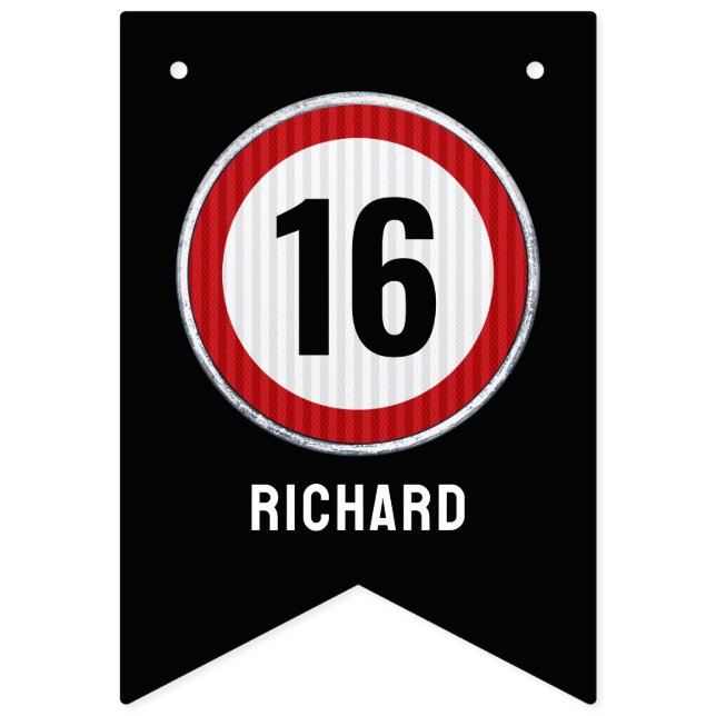 16th Birthday Speed Limit  Wimpelkette (Zweite Fahne)