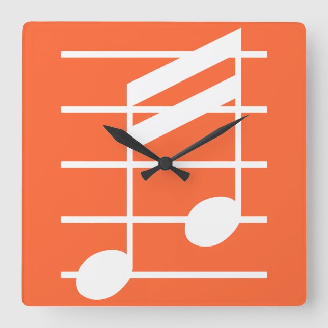 16th note 4 quadratische wanduhr (Vorderseite)