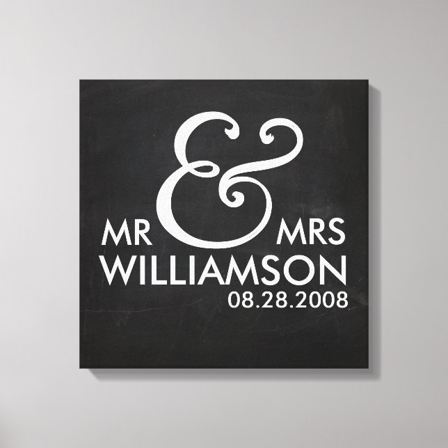 16x16 Chalkboard Wrapped Canvas Wedding Date Art Leinwanddruck (Vorderseite)