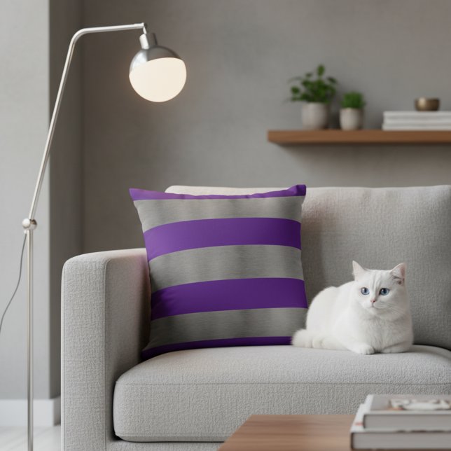16x16 Gewindekissen für graues Sofa - Lila Streife Kissen (16x 16 throw pillow for couch.)