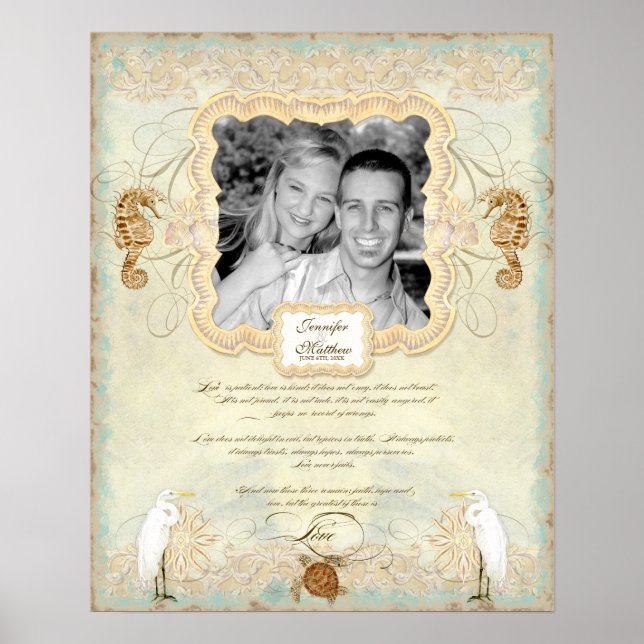 16x20 Hochzeitfotografie Liebe Chap Beach Seashore Poster (Vorne)