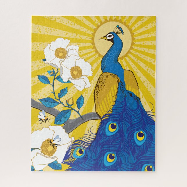 16x20 Hübsches Pfauenpuzzle für Colorblinde (Vertikal)