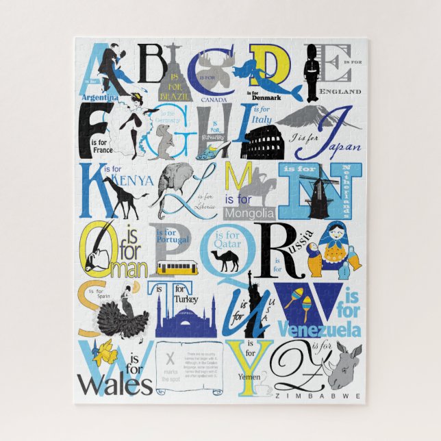 16x20 Reisen Alphabet Puzzle für Colorblinde (Vertikal)