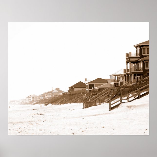 16x20 Sephia Print of Florida Beach Poster (Vorne)
