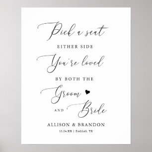 16x20Rustikale Hochzeit Wähle einen Sitz, nicht ei Poster