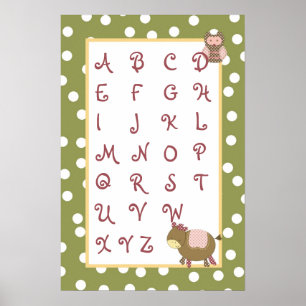 16x24 Kinderzimmer Art ABC Chart Abbys Farm Pink G Poster