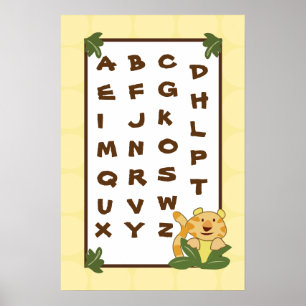 16x24 Kinderzimmer Art ABC Chart Jungle Babies Poster