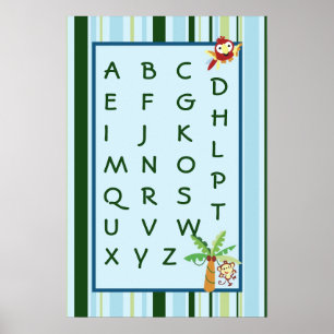 16x24 Kinderzimmer Art ABC Chart Regenwald Dschung Poster