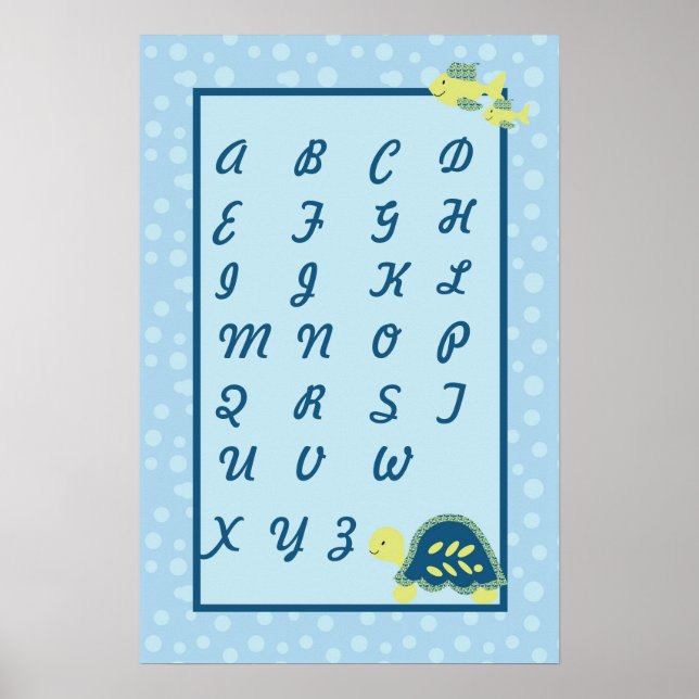 16x24 Kinderzimmer Art ABC Seekarte Schildkrötenme Poster (Vorne)