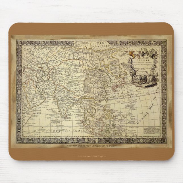 1700 ANTIQUE World MAP Mousepad (Vorne)