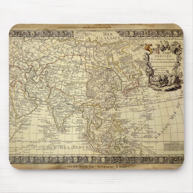 1700 ANTIQUE World MAP Mousepad (Vorne)