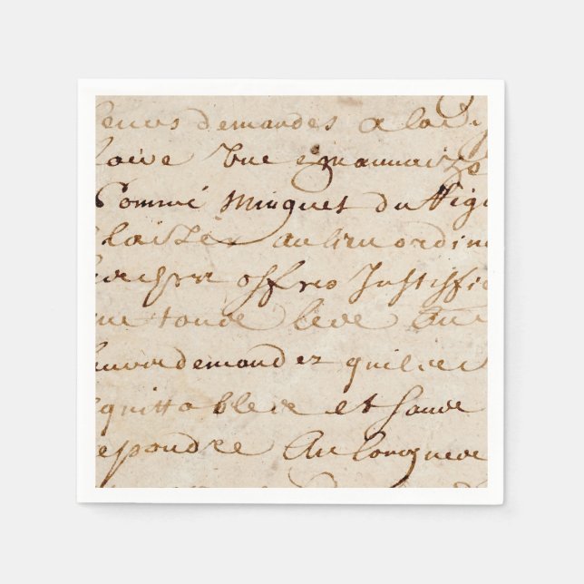 1700er Vintage-Französische Schrift Grunge-Pergame Serviette (Vorderseite)