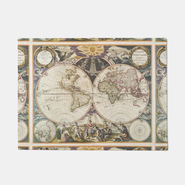 1702 eine neue Karte der Welt Fußmatte (Vorderseite)