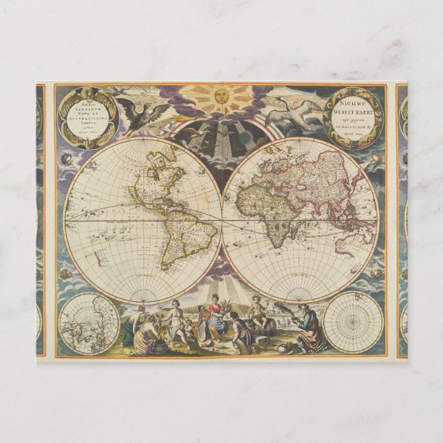 1702 Eine neue Weltkarte Postkarte (Vorderseite)