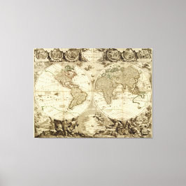 1708 Weltkarte von Jean Baptiste Nolin Leinwanddruck