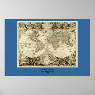 1708 Weltkarte von Jean Baptiste Nolin Poster