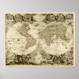 1708 Weltkarte von Jean Baptiste Nolin Poster
