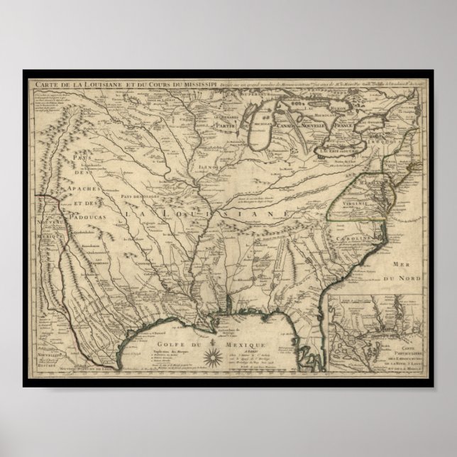 1718 Delisle Map of America Poster (Vorne)