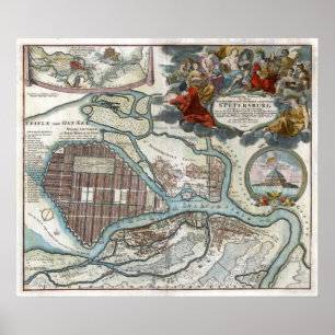 1720 St. Petersburg Karte Poster