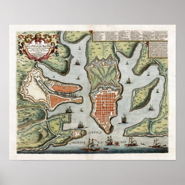 1725 Malta Map Poster (Vorne)