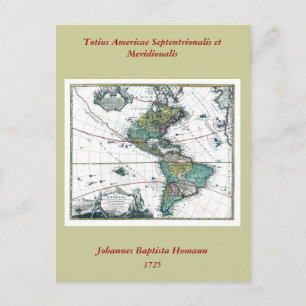 1725 Süd- und Nordamerika-Karte Postkarte