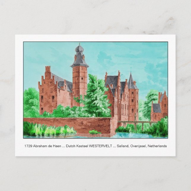 1729 A. de Haen Dutch Kasteel WESTERVELT... Postkarte (Vorderseite)