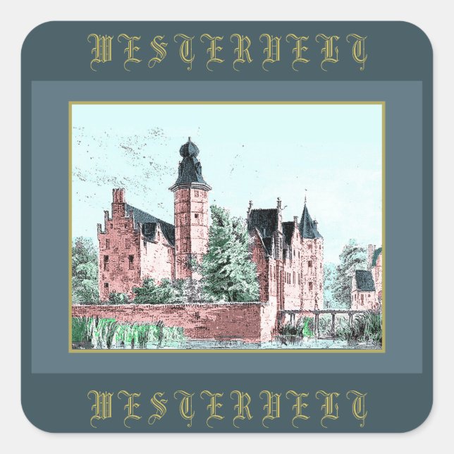 1729 A. de Haen Dutch Kasteel WESTERVELT Quadratischer Aufkleber (Vorderseite)
