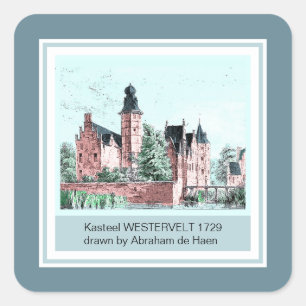 1729 A. de Haen Dutch Kasteel WESTERVELT Quadratischer Aufkleber