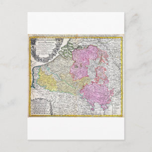 1730 Homann Heirs Map von Belgien und Luxemburg Postkarte