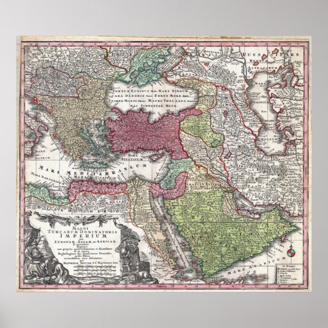 1730 Seutter Karte der Türkei (Osmanisches Reich) Poster (Vorne)