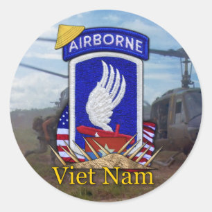173. abn. im Flugzeug Krieg gegen Vietnam Runder Aufkleber