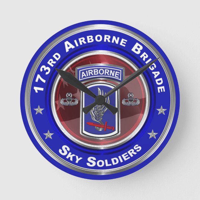 173. Im Flugzeug Brigade Sky Soldiers Runde Wanduhr (Vorderseite)