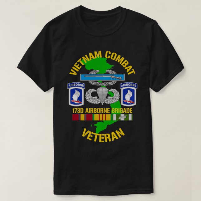 173. Im Flugzeug Brigade Vietnam Combat Veteran Pu T-Shirt (Design vorne)