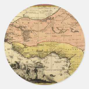 1743 Westafrikanische Karte Runder Aufkleber