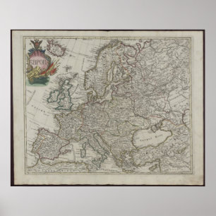 1745 Russische Akademie Karte Europas Poster