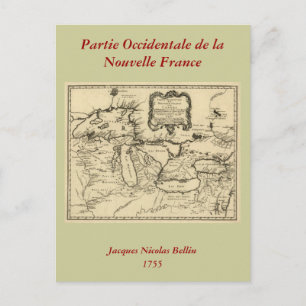 1755 Great Lakes and New France / Canada Map Postkarte