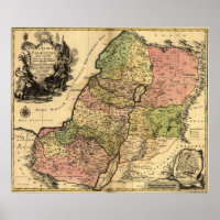 1759 Karte des antiken Israel mit den 12 Stämmen