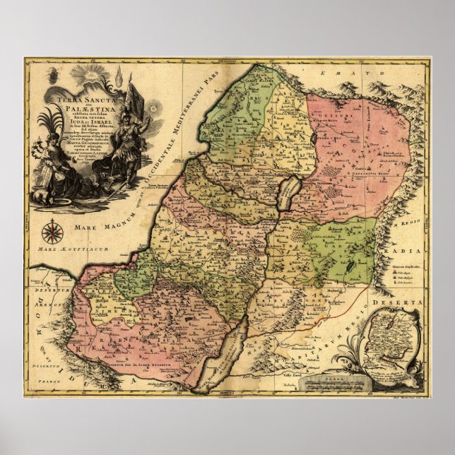 1759 Karte des antiken Israel mit den 12 Stämmen Poster (Vorne)