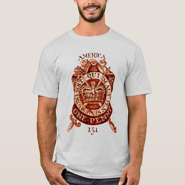 1765 Amerikaner-Steuer-Briefmarke T-Shirt (Vorderseite)