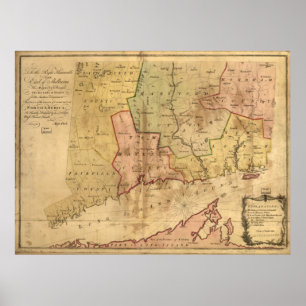 1766 Karte der Kolonie Connecticut Poster