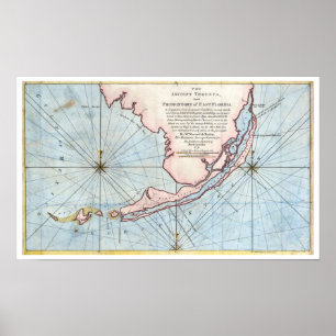 1772 südliche Florida Karte Poster