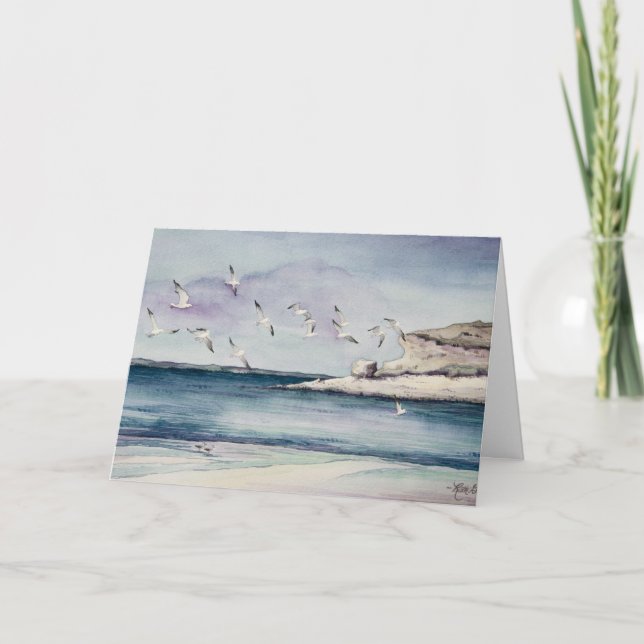 1774 Seagulls bei Sandy Beach Sympathy Card Karte (Vorderseite)