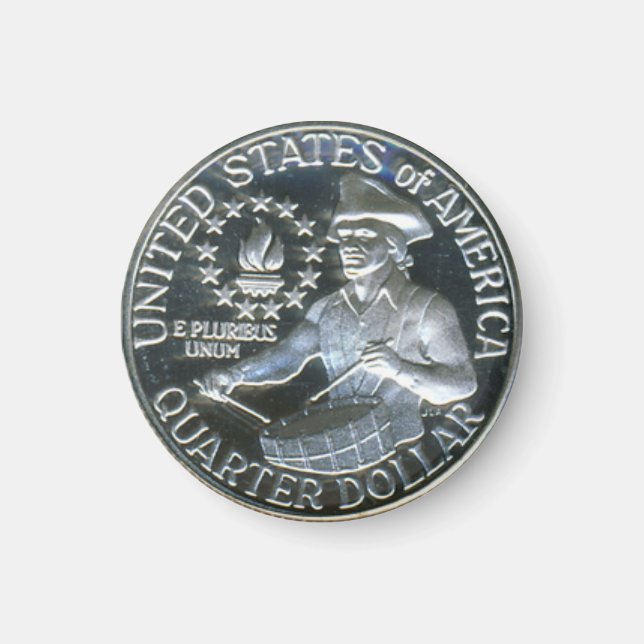 1776-1976 Zweihundertjähriger Drummer Junge Quarte Magnet (Vorne)