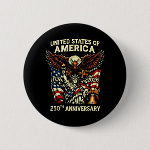 1776-2026 250. Jahrestag USA Liberty Eagle Flagge Button