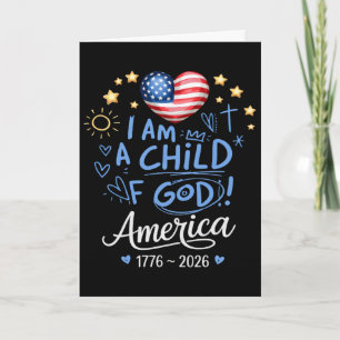 1776 2026 Amerikanisches Kind Gottes 250. Geburtst Karte