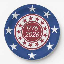 1776-2026 Patriotische Party-Themen Pappteller