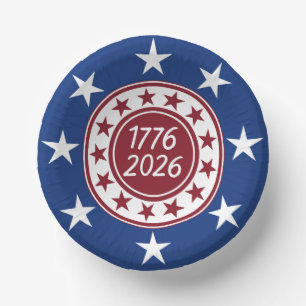 1776-2026 Patriotische Party Themenpapier  Pappteller